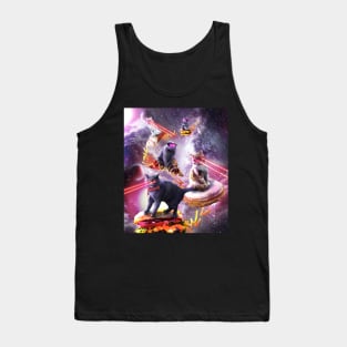 Galaxy Laser Space Cat On Burger Pizza Donut Ice Cream Tank Top